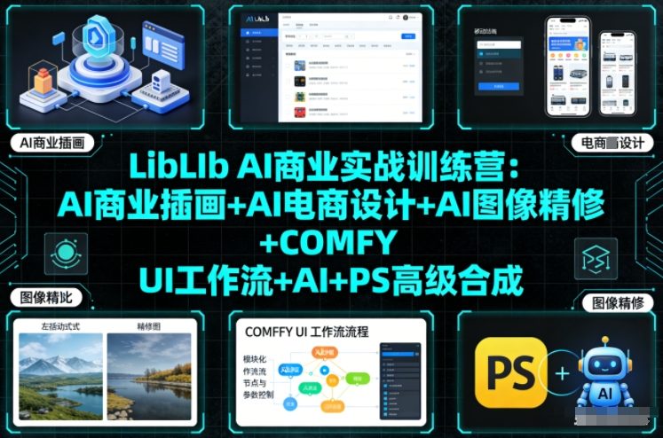 LibLIb AI商业实战训练营：AI商业插画+AI电商设计+AI图像精修+COMFY UI工作流+AI+PS高级合成-谷进海小站