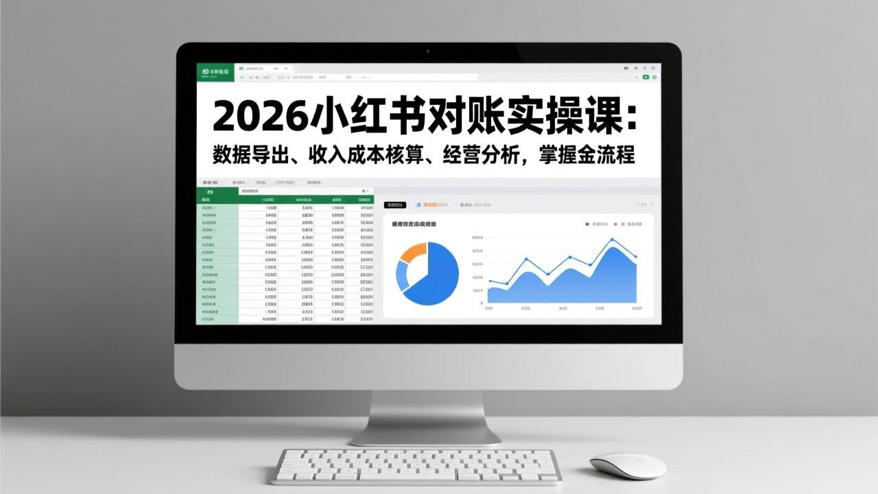 2026小红书对账实操课：数据导出、收入成本核算、经营分析，掌握全流程-谷进海小站