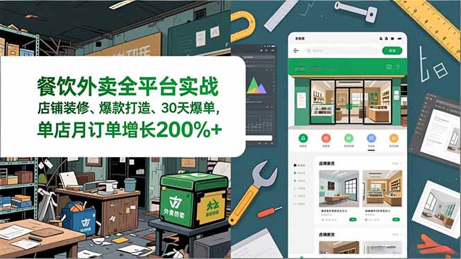 餐饮外卖全平台实战，店铺装修、爆款打造、30天爆单，手把手教学，单店月订单增长200%+-谷进海小站