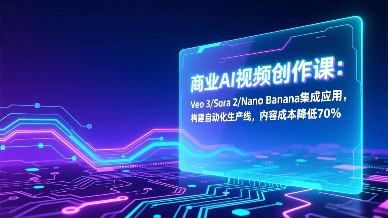 商业AI视频创作课：Veo 3/Sora 2/Nano Banana集成应用，构建自动化生产线，内容成本降低70%-谷进海小站