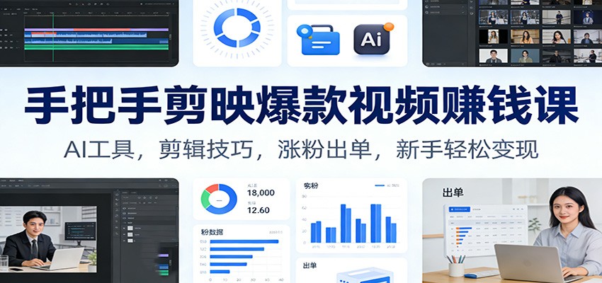 手把手剪映爆款视频赚钱课：AI工具，剪辑技巧，涨粉出单，新手轻松变现-谷进海小站