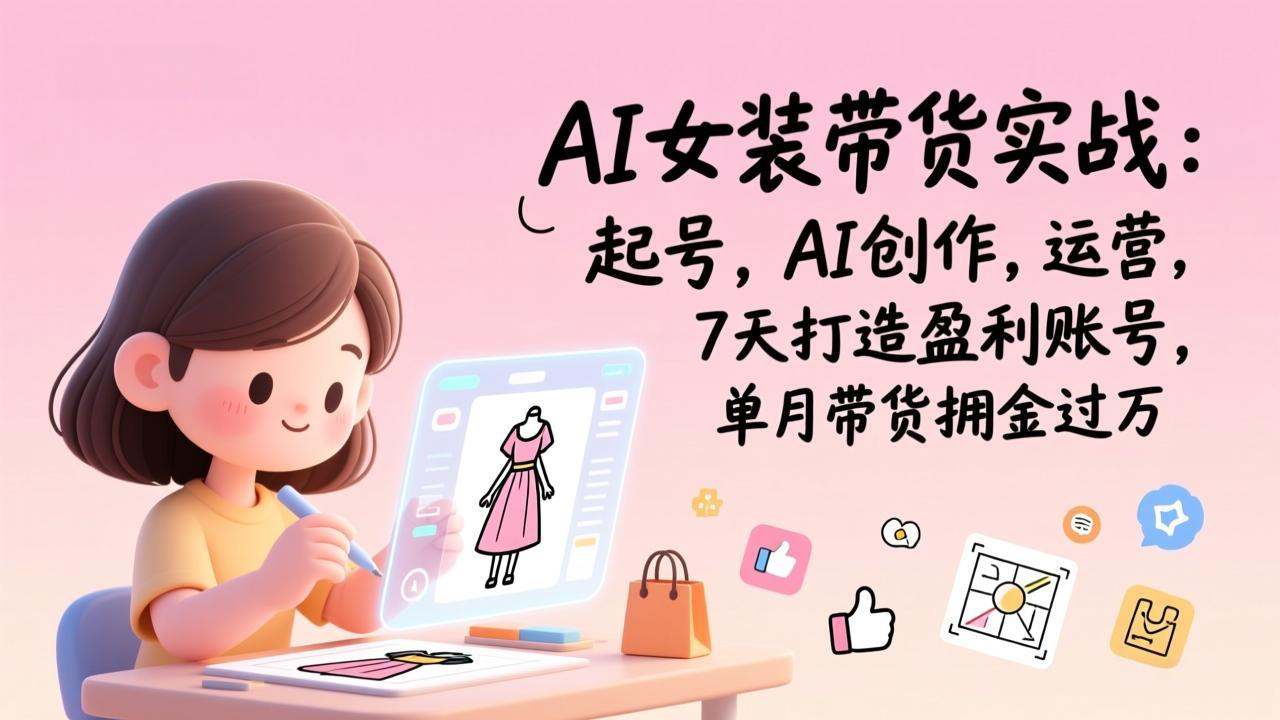 AI女装带货实战：起号，AI创作，运营，7天打造盈利账号，单月带货佣金过万-谷进海小站