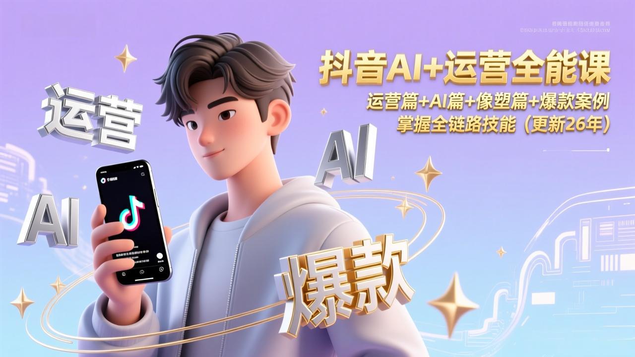 抖音AI+运营全能课，运营篇+AI篇+像塑篇+爆款案例，掌握全链路技能(更新26年-谷进海小站