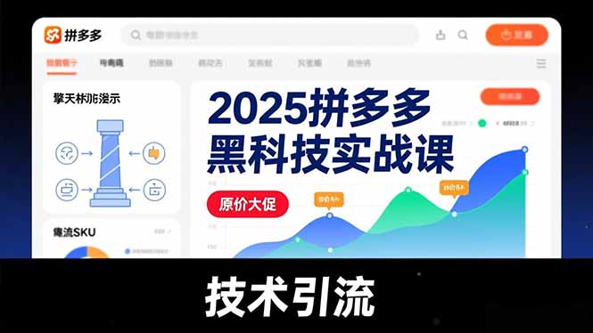 2025拼多多黑科技实战课，擎天柱玩法、爆流SKU、原价大促，技术引流，单店日销轻松破千单-谷进海小站
