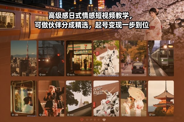 高级感日式情感短视频教学，可做伙伴分成精选，起号变现一步到位-谷进海小站