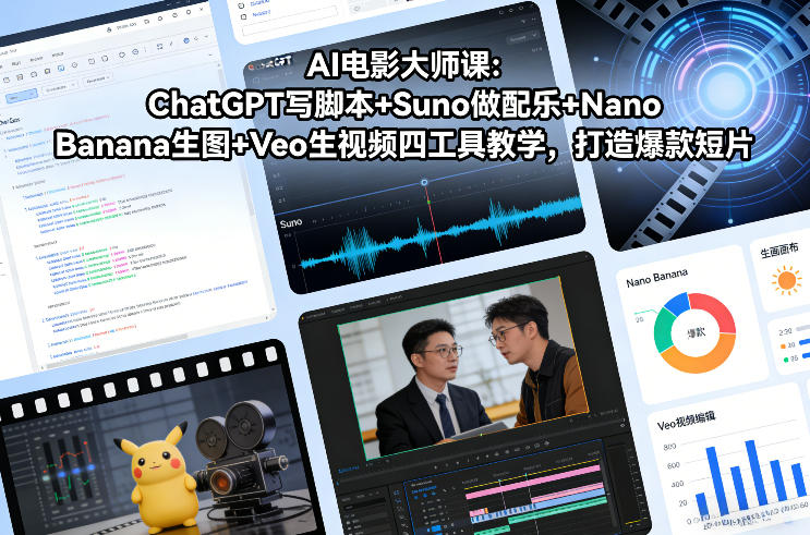 AI电影大师课：ChatGPT写脚本+Suno做配乐+Nano Banana生图+Veo生视频，打造爆款短片-谷进海小站