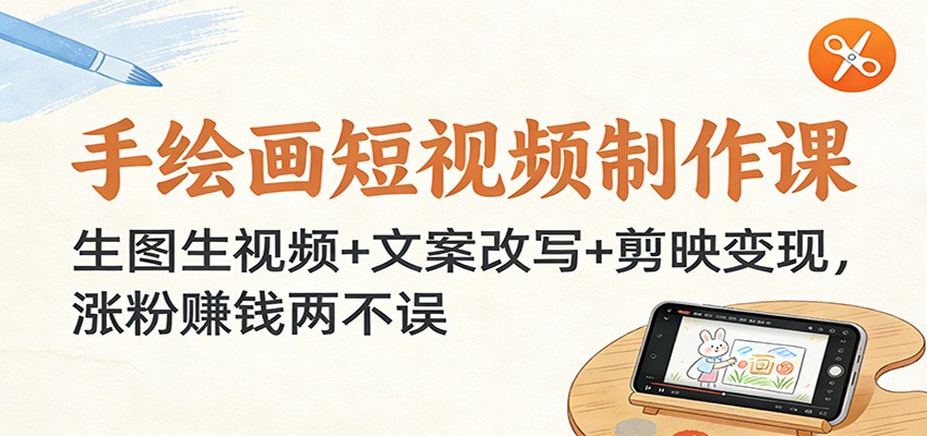 手绘画短视频制作课：生图生视频+文案改写+剪映变现，涨粉赚钱两不误-谷进海小站