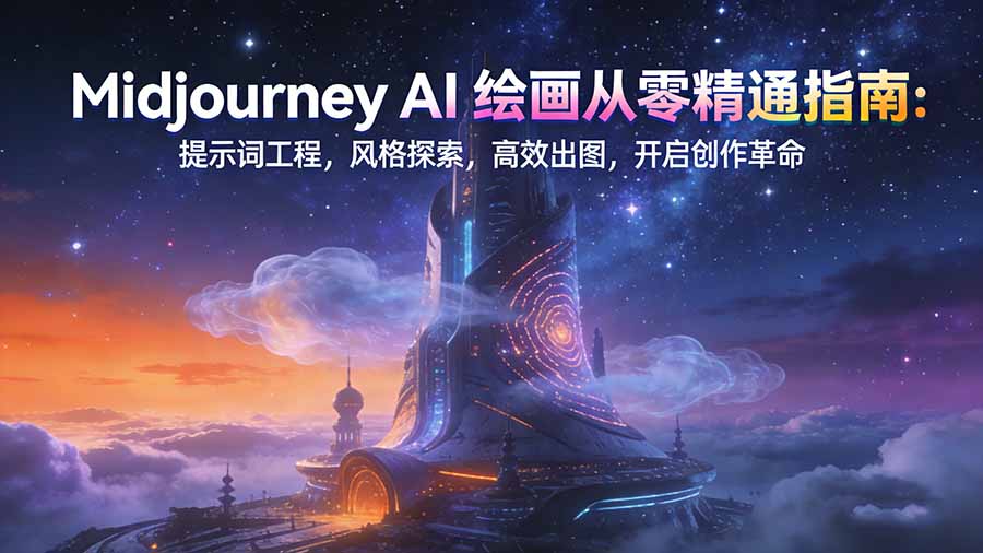 Midjourney AI绘画从零精通指南：提示词工程，风格探索，高效出图，开启创作革命-谷进海小站