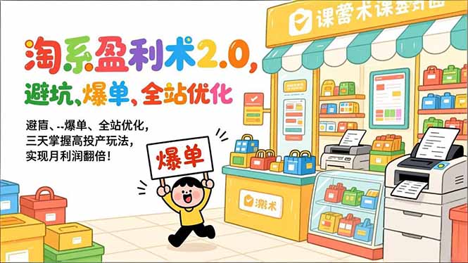淘系盈利术2.0，避坑、爆单、全站优化，三天掌握高投产玩法，实现月利润翻倍！-谷进海小站