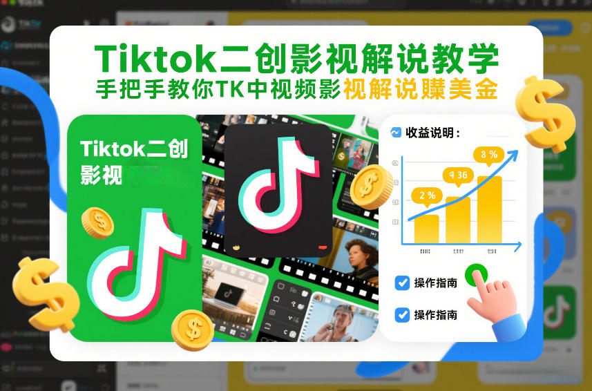 Tiktok二创影视解说教学，手把手教你TK中视频影视解说賺美金(更新26年1月)-谷进海小站