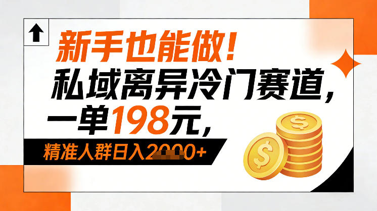 新手也能做！私域离异冷门赛道，一单198，精准人群日入1k+-谷进海小站