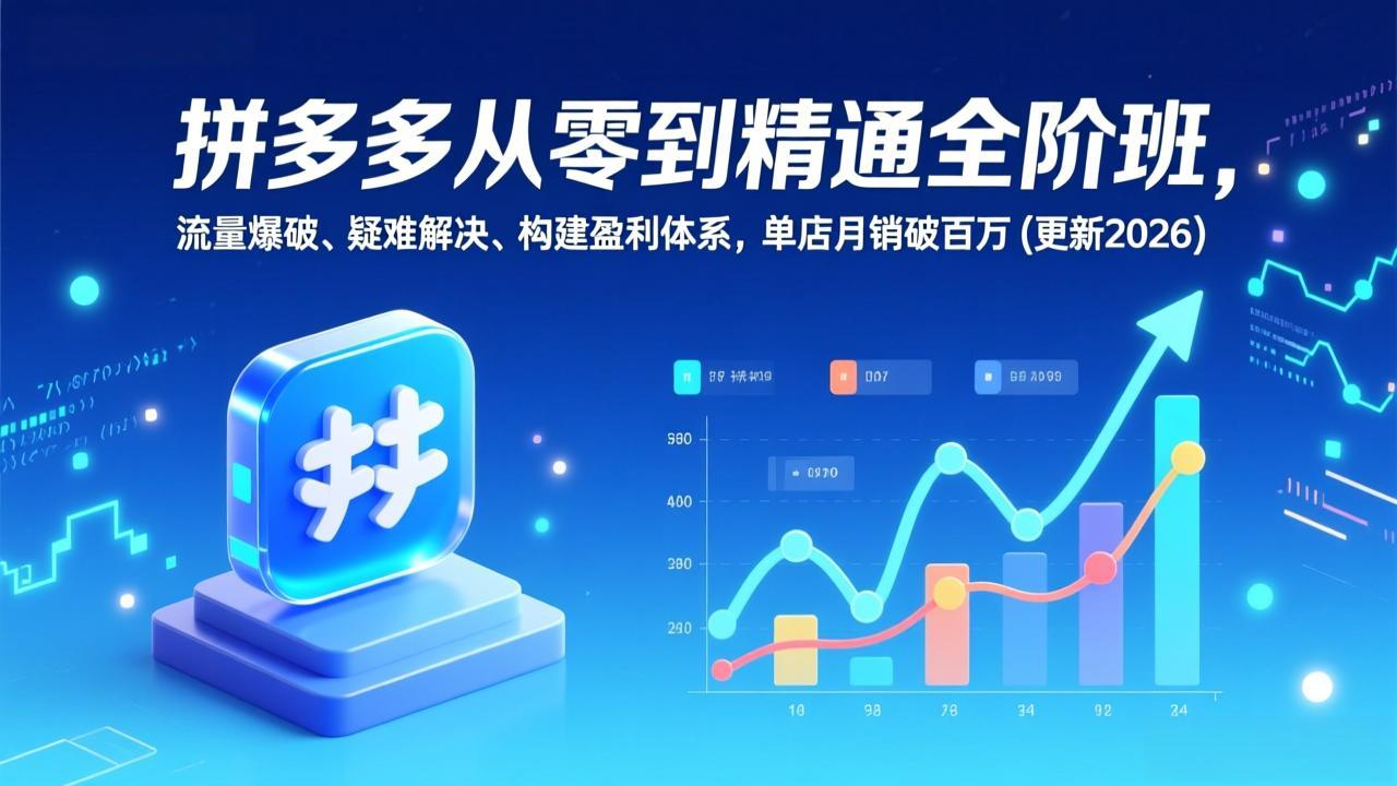 拼多多从零到精通全阶班，流量爆破、疑难解决，构建盈利体系，单店月销破百万(更新2026-谷进海小站