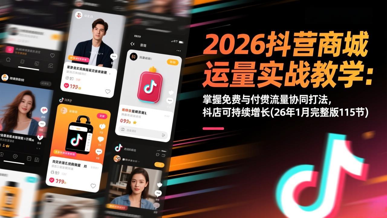 2026抖音商城运营实战教学：掌握免费与付费流量协同打法，抖店可持续增长(26年1月完整版115节-谷进海小站