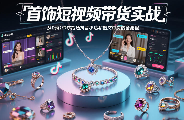 首饰短视频带货实战，从0到1带你跑通抖音小店和图文带货的全流程-谷进海小站