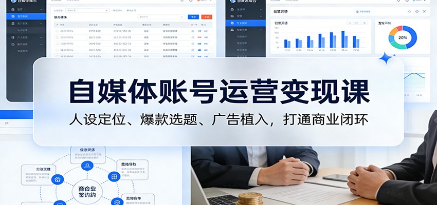 自媒体账号运营变现课：人设定位、爆款选题、广告植入，打通商业闭环-谷进海小站