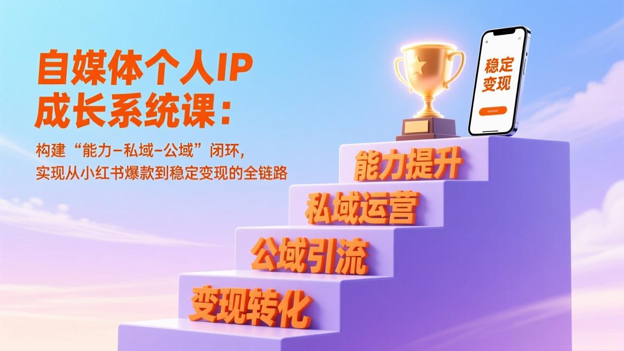 自媒体个人IP成长系统课：构建“能力-私域-公域”闭环，实现从小红书爆款到稳定变现的全链路-谷进海小站