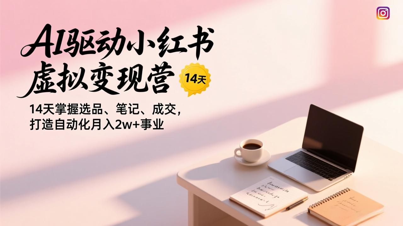 AI驱动小红书虚拟变现营，14天掌握选品、笔记、成交，打造自动化月入2w+事业-谷进海小站