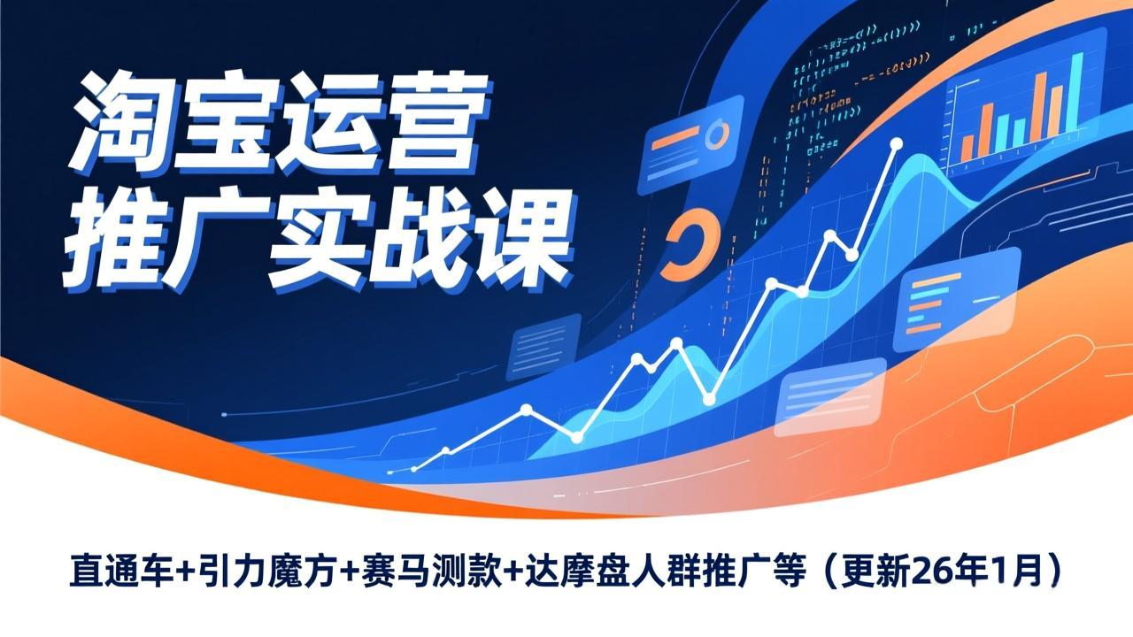 淘宝运营推广实战课，直通车+引力魔方+赛马测款+达摩盘人群推广等(更新26年1月-谷进海小站