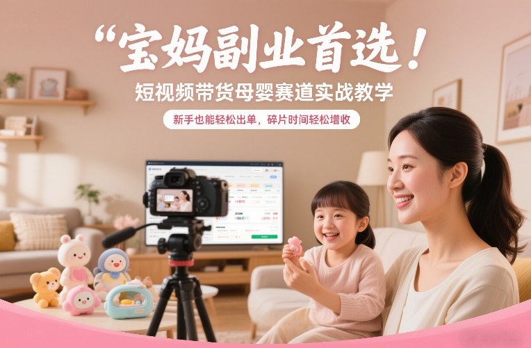 宝妈副业首选！短视频带货母婴赛道实战教学，新手也能轻松出单，碎片时间轻松增收-谷进海小站