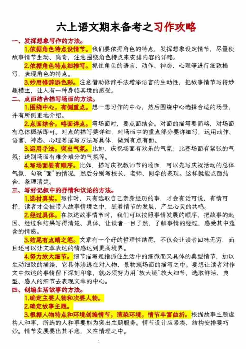 六上语文期末备考之习作攻略-谷进海小站