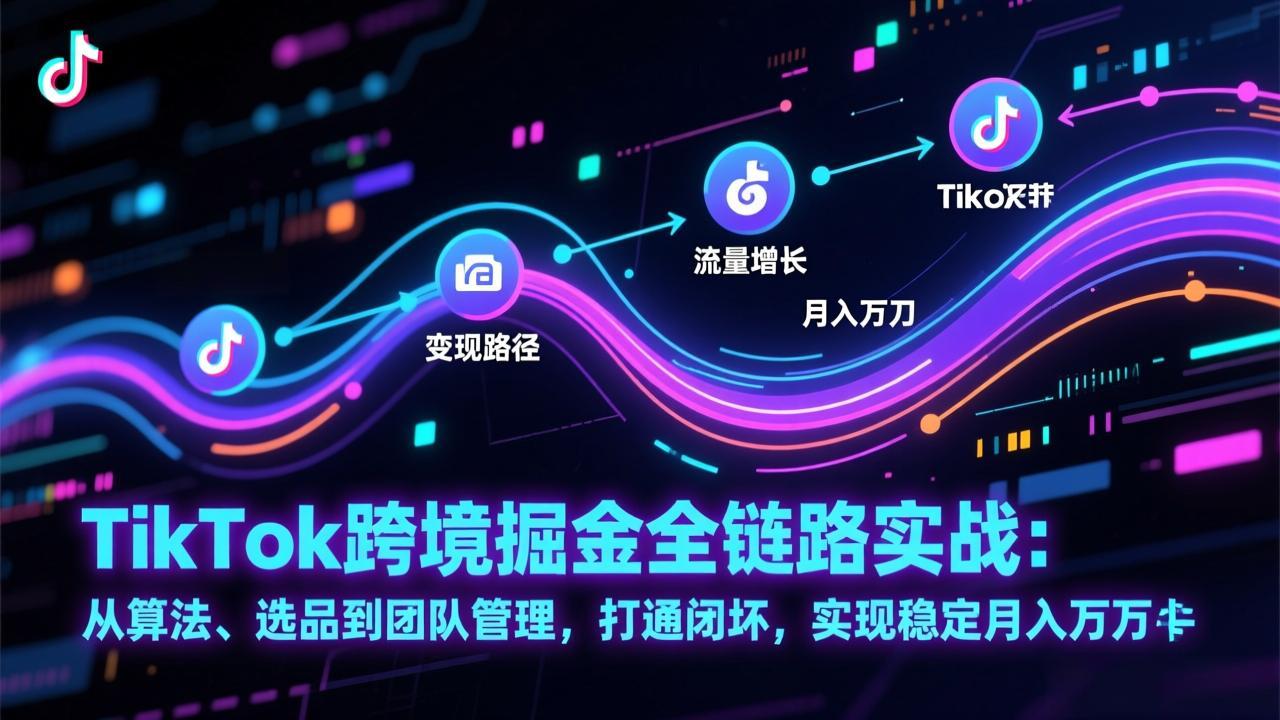 TikTok跨境掘金全链路实战：从算法、选品到团队管理，打通闭环，实现稳定月入万刀-谷进海小站