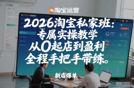 2026淘宝私家班：专属实操教学，从0起店到盈利，全程手把手带练-谷进海小站