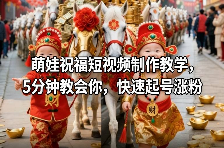 萌娃祝福短视频制作教学，5分钟教会你，快速起号涨粉-谷进海小站