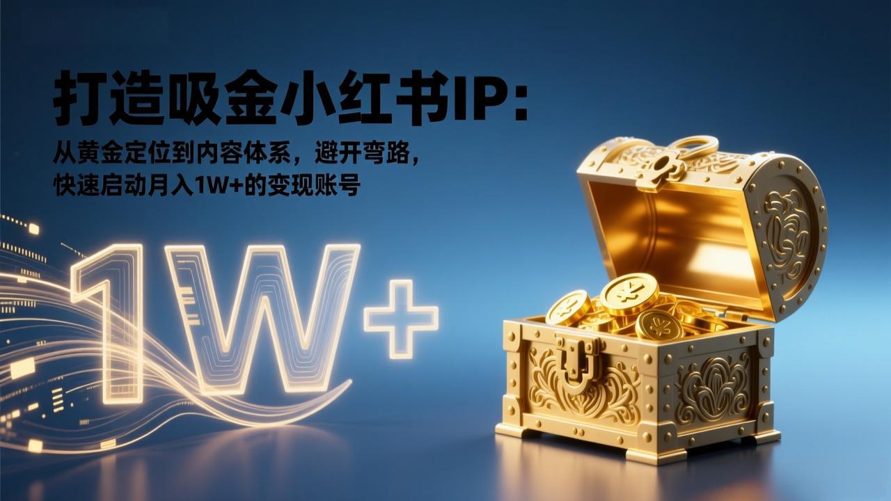 打造吸金小红书IP：从黄金定位到内容体系，避开弯路，快速启动月入1W+的变现账号-谷进海小站