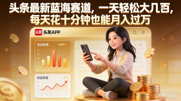 头条最新蓝海赛道，一天轻松大几张，每天花十分钟也能月入过1W【揭秘】-谷进海小站