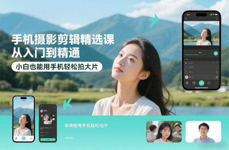 手机摄影剪辑精选课，从入门到精通，小白也能用手机轻松拍大片-谷进海小站