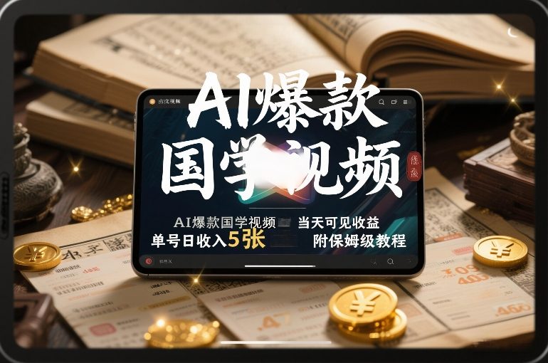 AI爆款国学视频，独家起号方法，小白直接上手，当天可见收益，单号日收入5张+附保姆级教程-谷进海小站