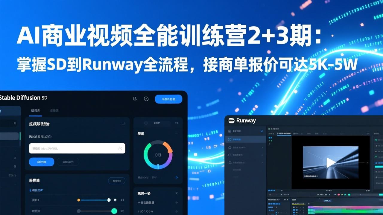 AI商业视频全能训练营2+3期：掌握SD到Runway全流程，接商单报价可达5K-5W-谷进海小站