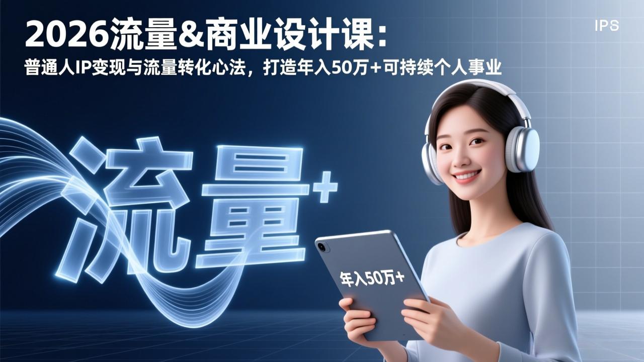 2026流量&商业设计课：普通人IP变现与流量转化心法，打造年入50万+可持续个人事业-谷进海小站