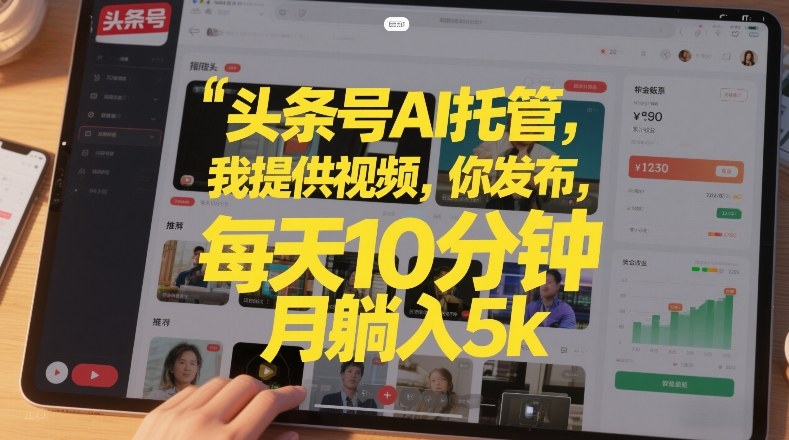 头条号AI托管，我提供视频，你发布，每天10分钟，月躺入5k+【揭秘】-谷进海小站