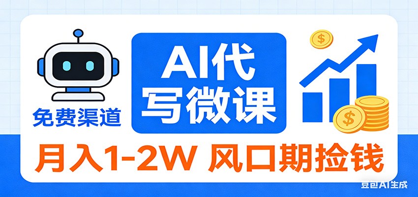 2026告别打工！AI 代写微课，提供免费渠道，月入 1-2W 风口期捡钱-谷进海小站