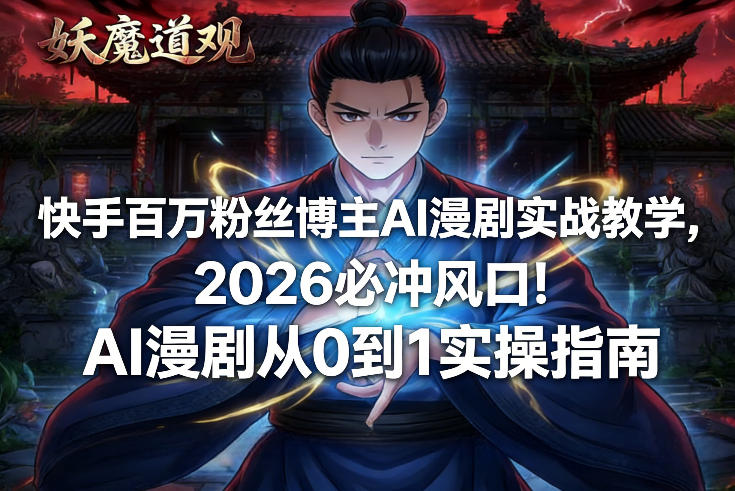 快手百万粉丝博主AI漫剧实战教学，2026必冲风口！AI漫剧从0到1实操指南-谷进海小站