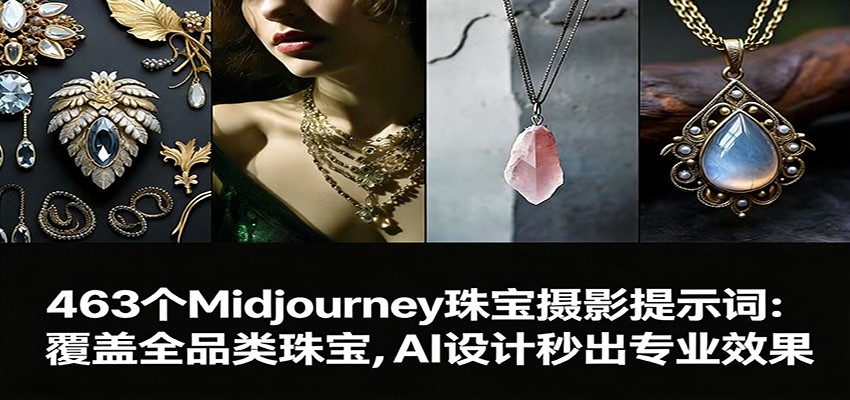 463个Midjourney珠宝摄影提示词：覆盖全品类珠宝，AI设计秒出专业效果-谷进海小站