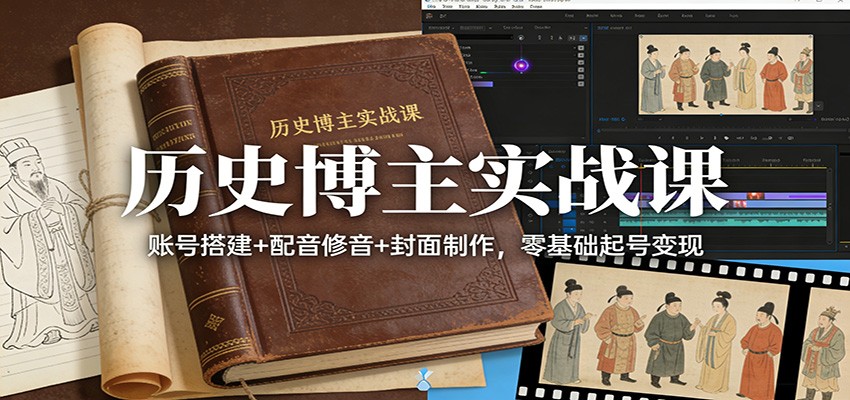 历史博主实战课：账号搭建+配音修音+封面制作，零基础起号变现-谷进海小站