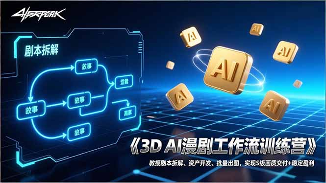 3D AI漫剧工作流训练营：教授剧本拆解、资产开发、批量出图，实现S级画质交付+稳定盈利-谷进海小站