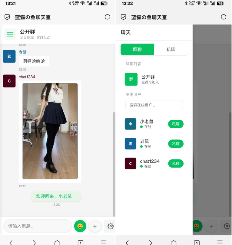 PHP实时消息聊天室源码 聊天APP源码 H5网页聊天室 PHP+WebSocket-谷进海小站