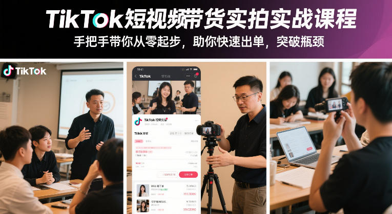TikTok短视频带货实拍实战课程，手把手带你从零起步，助你快速出单，突破瓶颈-谷进海小站