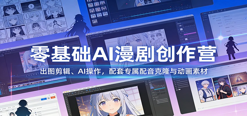 零基础AI漫剧创作营：出图剪辑、AI操作，配套专属配音克隆与动画素材-谷进海小站