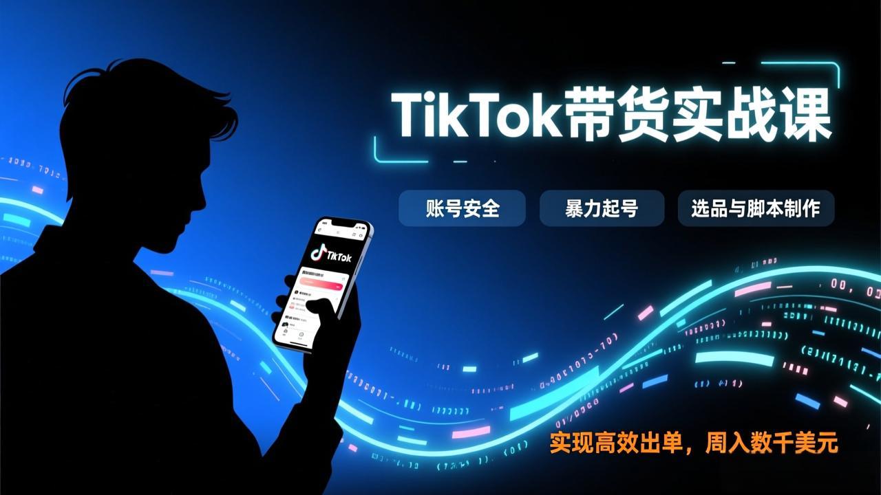 TikTok带货实战课，涵盖账号安全、暴力起号、选品与脚本制作，实现高效出单，周入数千美元-谷进海小站