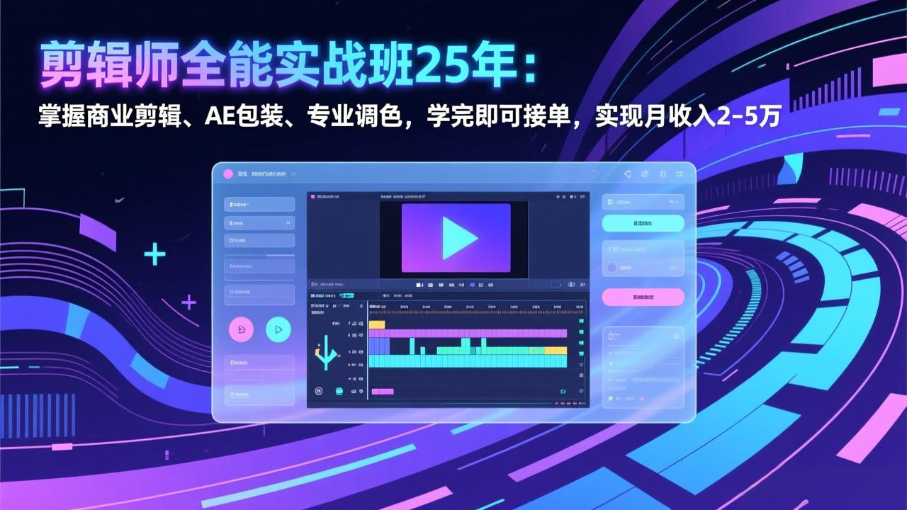 剪辑师全能实战班25年：掌握商业剪辑、AE包装、专业调色，学完即可接单，实现月收入2-5万-谷进海小站