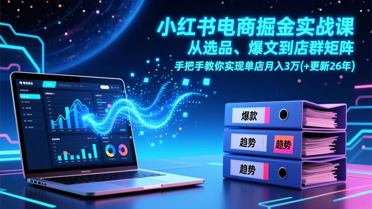 小红书电商掘金实战课，从选品、爆文到店群矩阵，手把手教你实现单店月入3万+(更新26年-谷进海小站