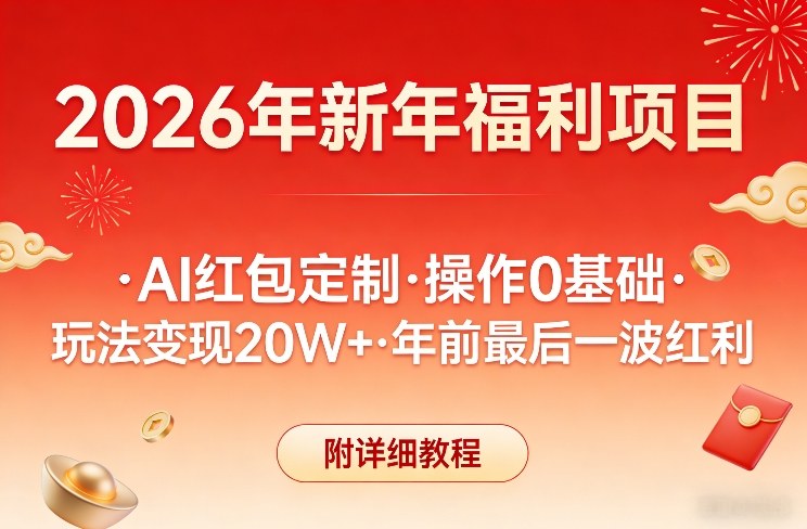 新年福利项目，AI红包定制，操作0基础，玩法变现20W+年前最后一波红利，附详细教程-谷进海小站