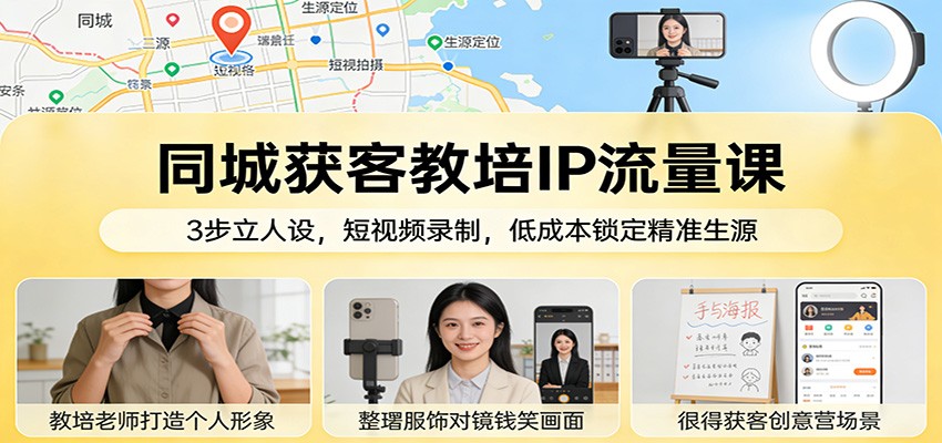 同城获客教培IP流量课：3步立人设，短视频录制，低成本锁定精准生源-谷进海小站