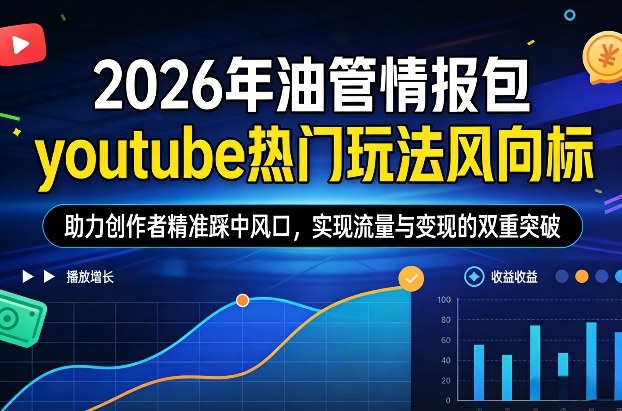 2026年油管情报包，youtube热门玩法风向标，助力创作者精准踩中风口，实现流量与变现的双重突破-谷进海小站