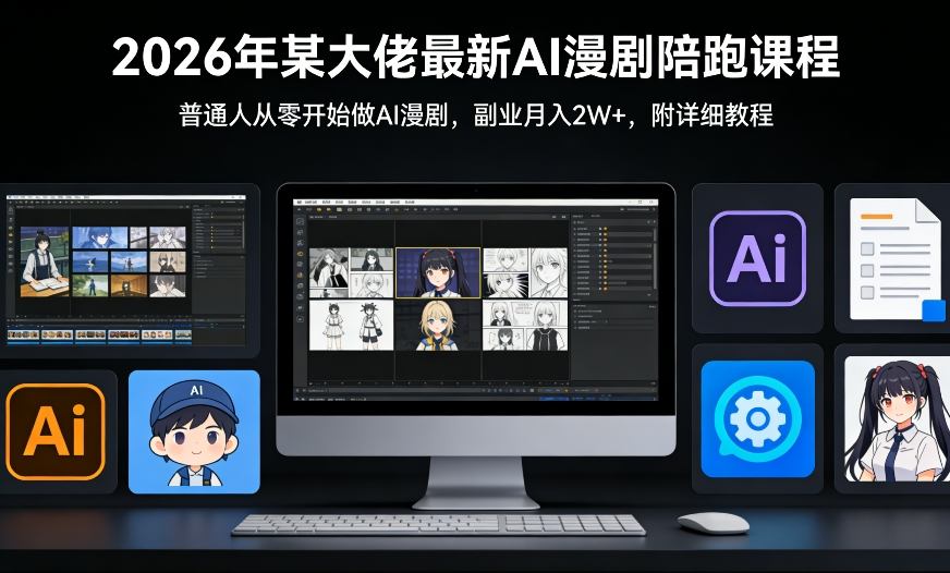 26年某大佬最新Ai漫剧陪跑课程，普通人从零开始做AI漫剧，副业月入2W+-谷进海小站