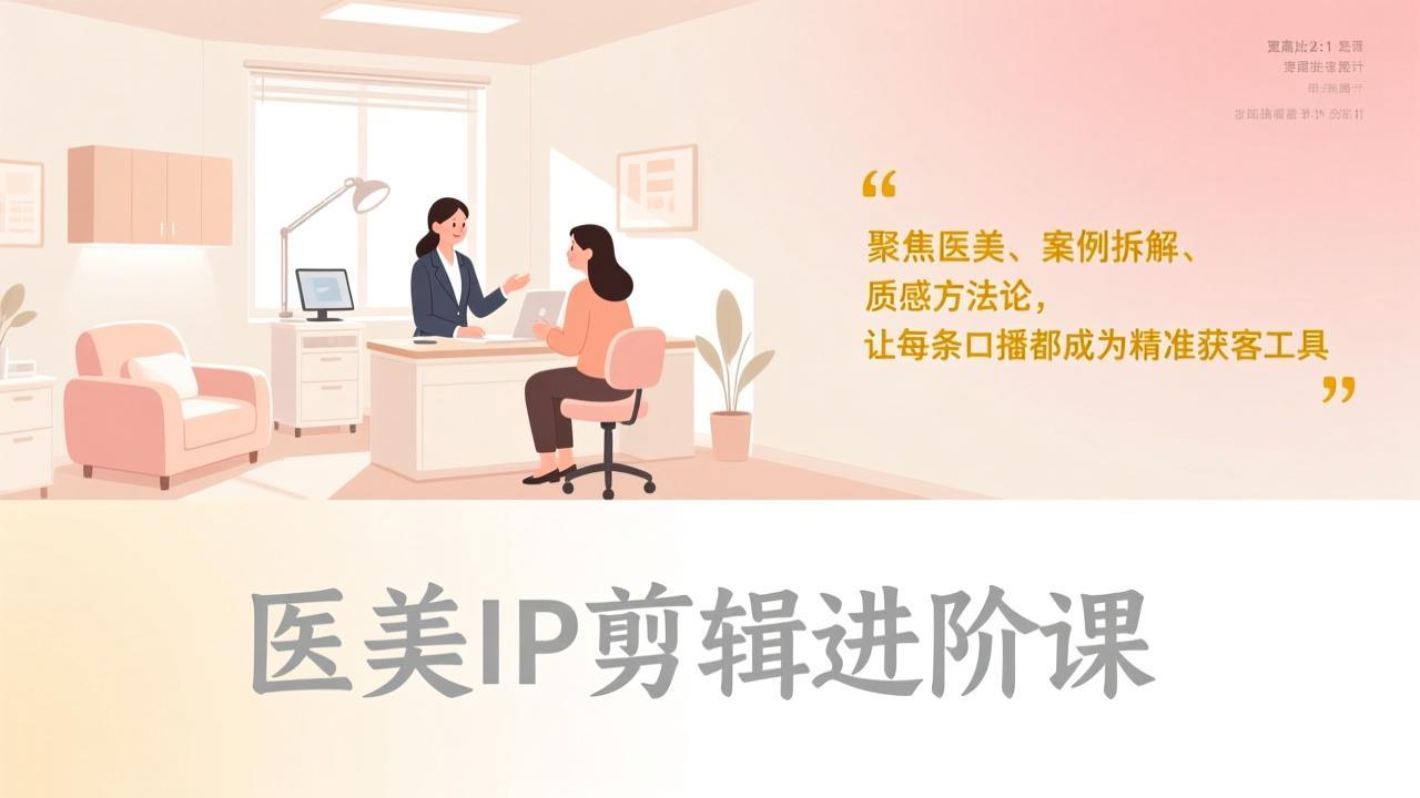 医美IP剪辑进阶课，聚焦医美、案例拆解、质感方法论，让每条口播都成为精准获客工具-谷进海小站